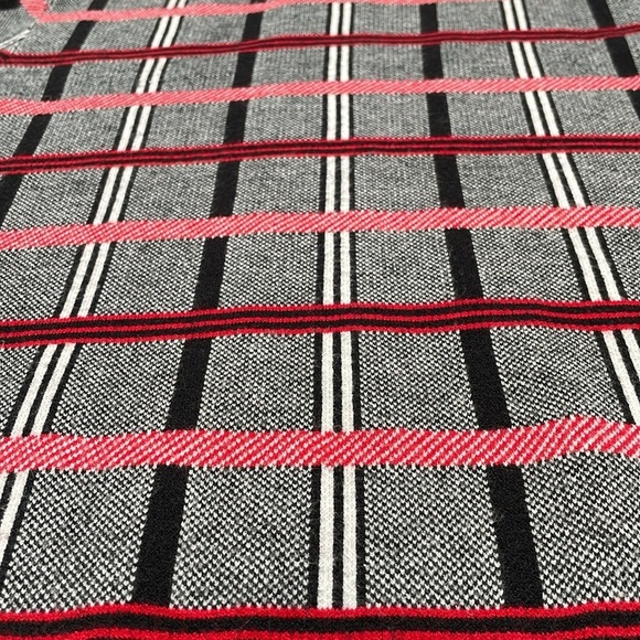 Alison Sheri plaid checkered cardigan jacket zip up L red white black collar - Picture 14 of 14